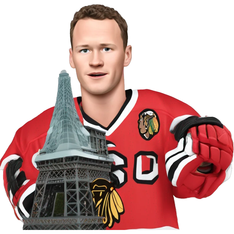 Jonathan Toews in front of the Eiffel Tower  emoji