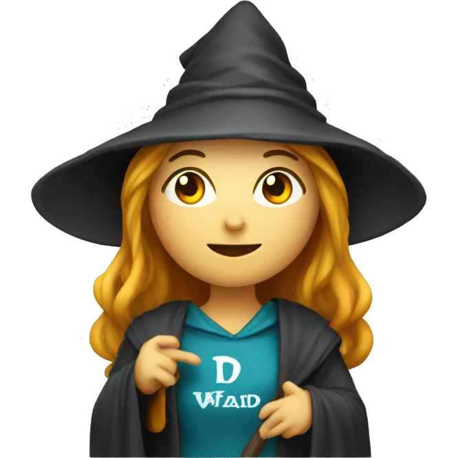 A female wizard with D50 written on her shirt emoji