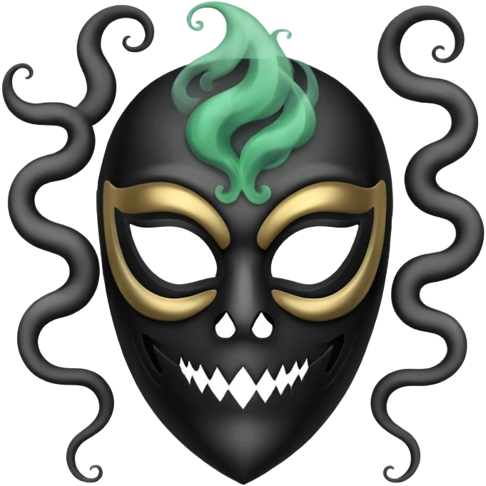 curved mask, poisonous, black smoke emitted emoji