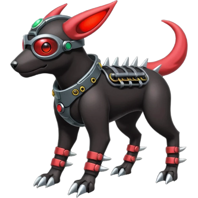 Futuristic Steampunky Punky Edgy Emo Badass Houndoom-Genesect-Pokémon-Fakémon-hybrid-creature emoji