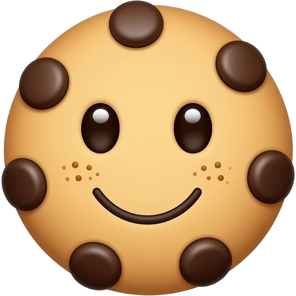 chocolate chip cookie face with freckles emoji