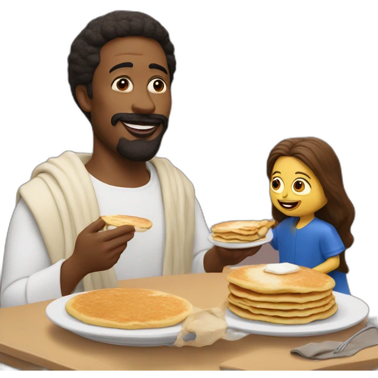 Ted Lasso eating pancakes with Jesus  emoji