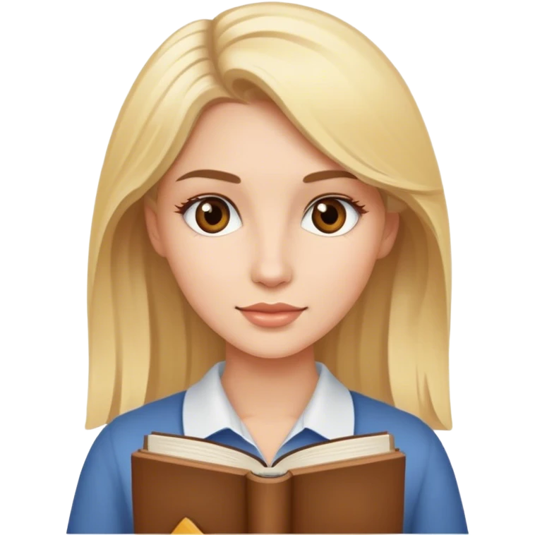 Brown-eyed blonde pretty woman holding a book emoji