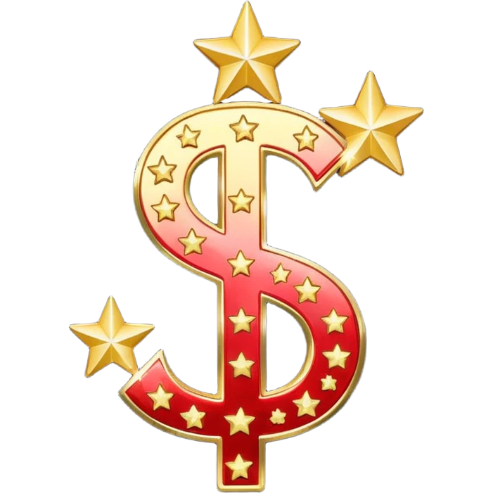 united states dollar sign with stars and hearts and sparkles emoji