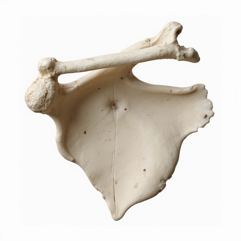 detailed anatomical scapula, isolated on white background, realistic style, inferior view emoji