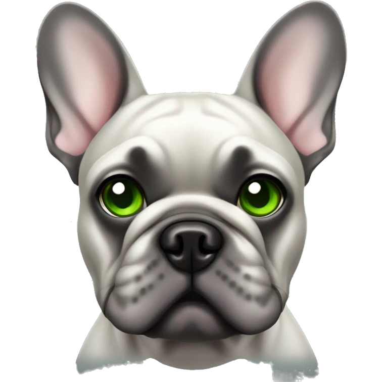 Male French Bulldog dark grey with green eyes and one ear floppy  emoji