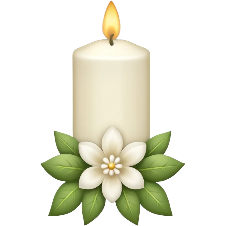 white candle with a flower bow emoji