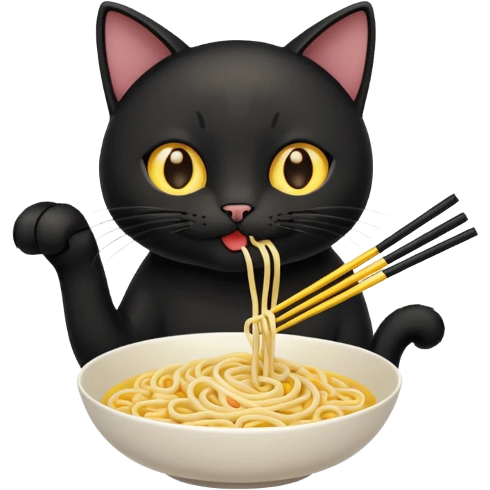 black cat with noodles emoji