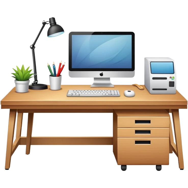 office desk with computer emoji
