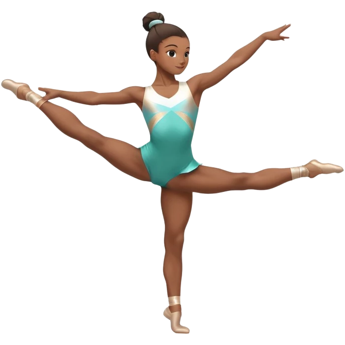 A gymnast performing a flawless routine on the balance beam, showcasing strength and grace. The scene captures the precise, elegant movement with perfect balance and form. The background features a gymnastics arena with vibrant lighting and cheering crowds, emphasizing athleticism and poise. emoji