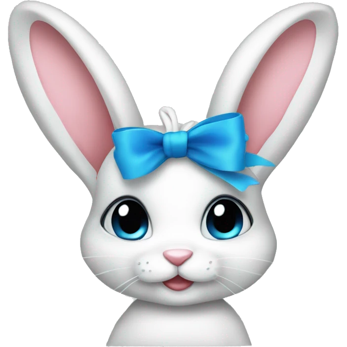 Coquette bunny with blue bow  emoji