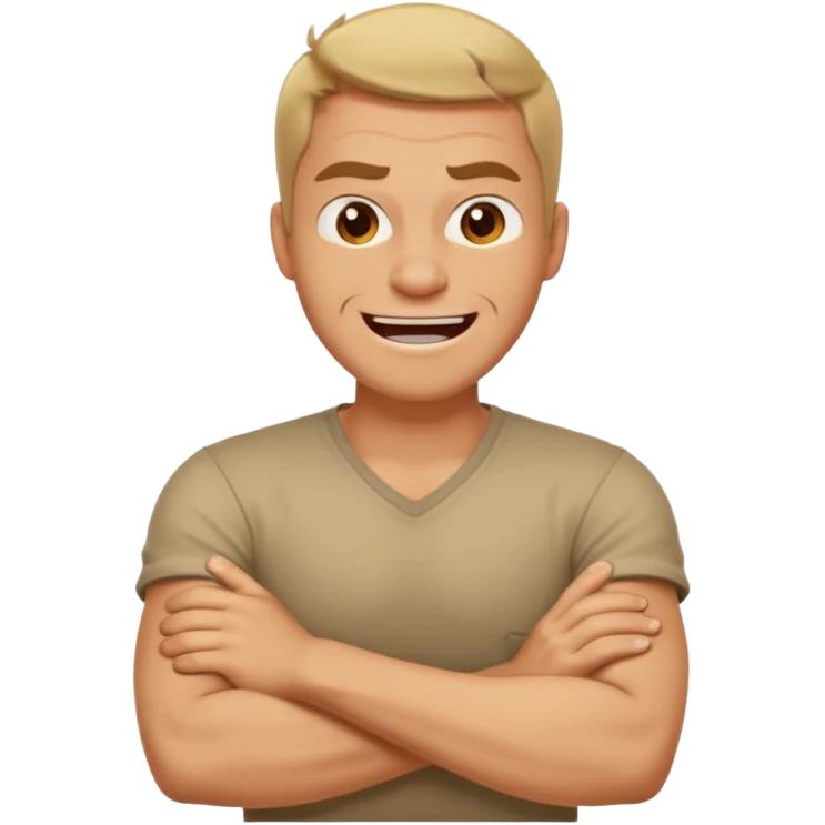 arms crossed around neck angry laughing guy emoji