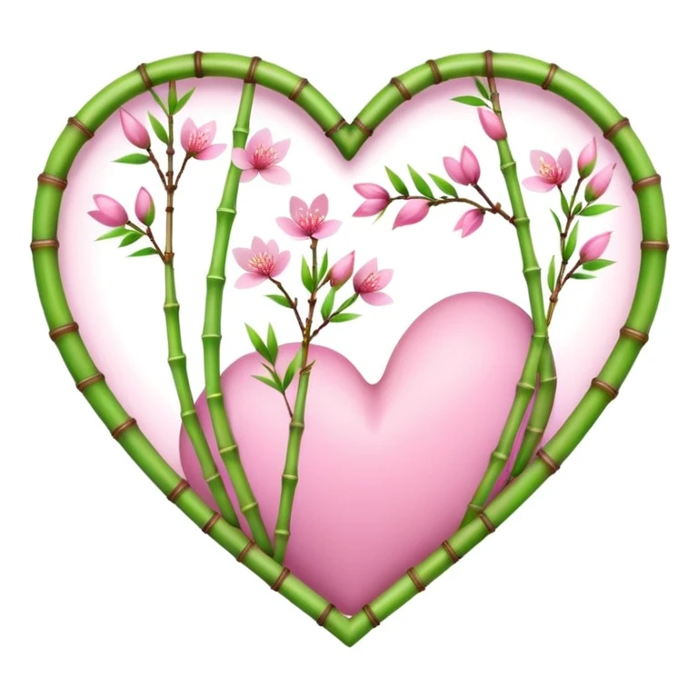 sakura heart with a bamboo grove emoji