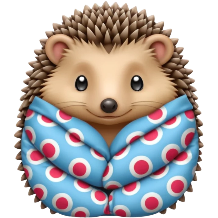 hedgehog in tiny pajamas curled up emoji