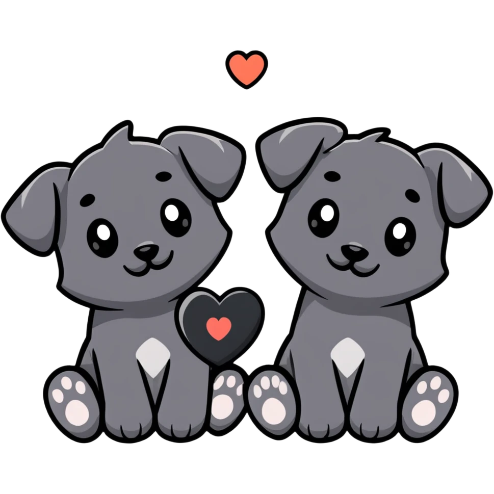 two black puppy paws with a black heart around them emoji
