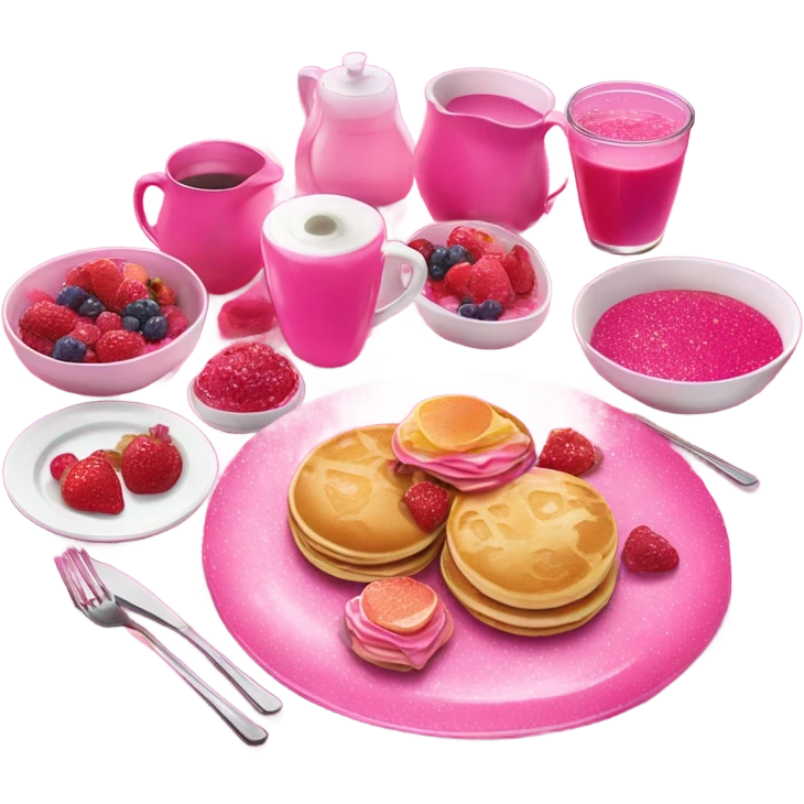 Hot pink elegant breakfast with glitter  emoji