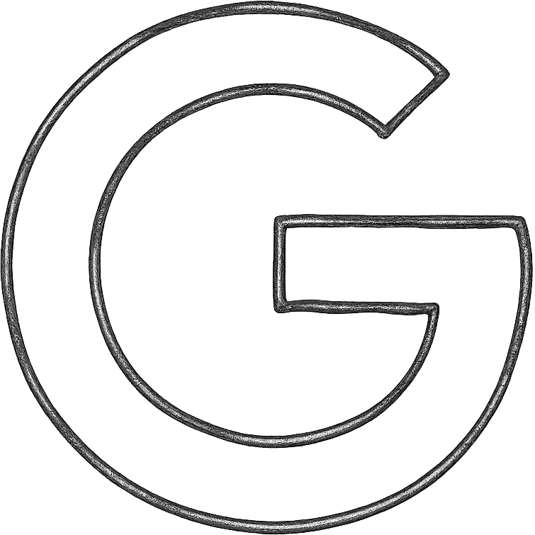 hand-drawn outlined icon inspired by the Google 'G' logo emoji