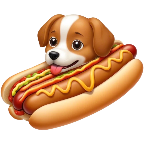 dog eating hotdog emoji
