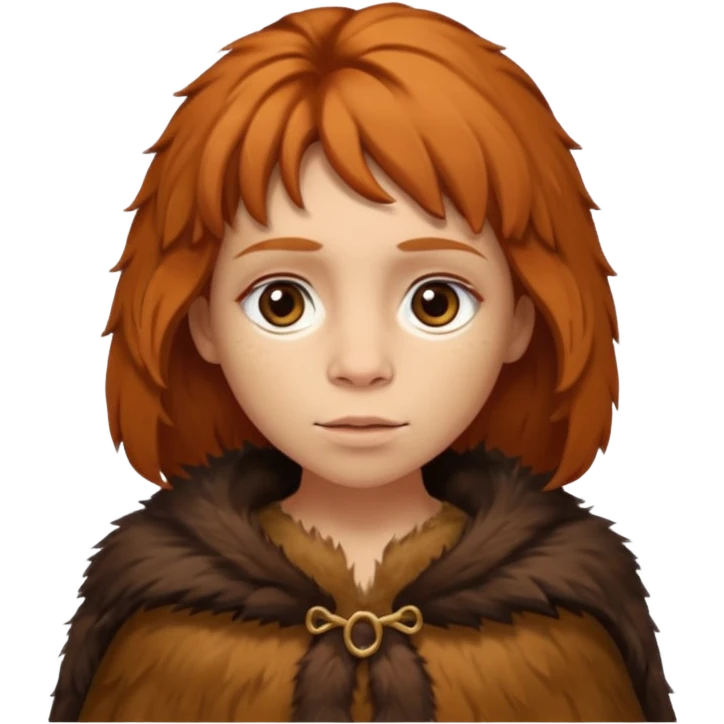cute Neanderthal woman with big eyes and ginger hair emoji
