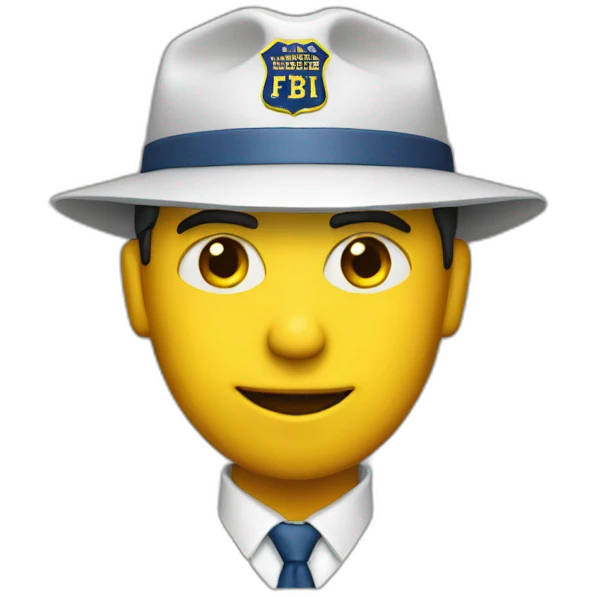 man with yellow "FBI" letters on his cap emoji