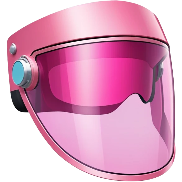 angular frameless pink shield visor, space-age Y2K style, geometric one-piece lens emoji