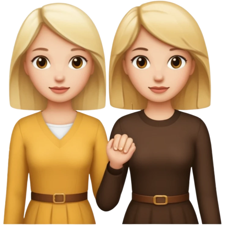 blonde and brunette women holding hands emoji
