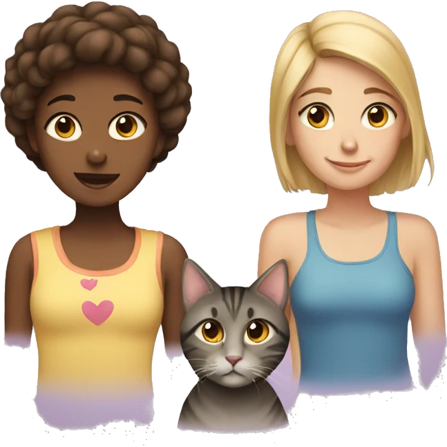 Girl and two cats emoji
