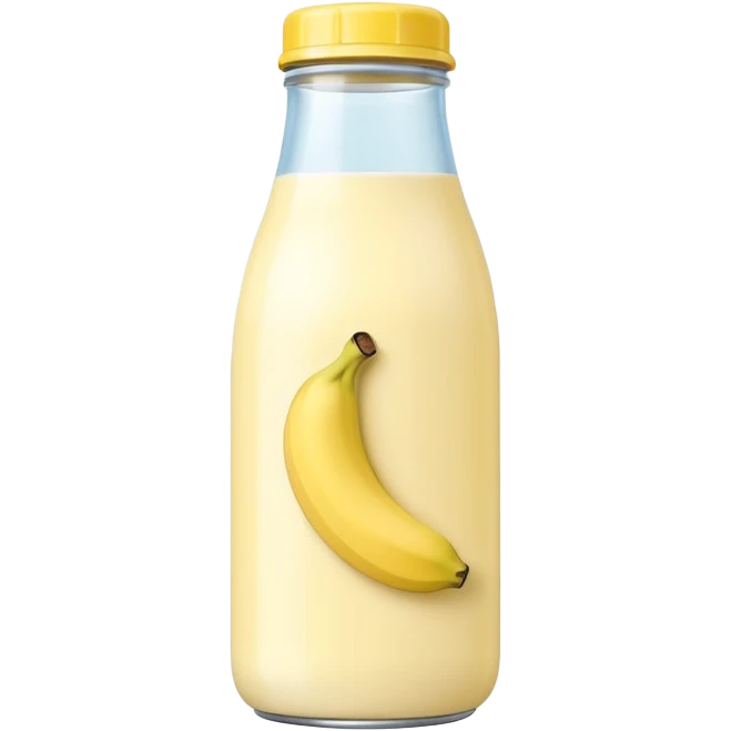 Korean banana milk bottle, cute pastel style, soft lighting emoji