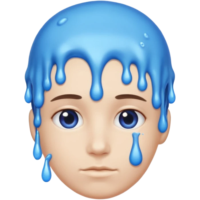 still person with a neutral mood, blue slime on their head, iOS Genmoji style emoji