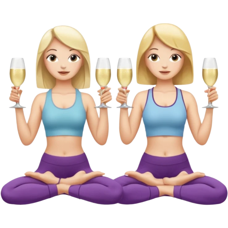 two girl yoga and prosecco  emoji