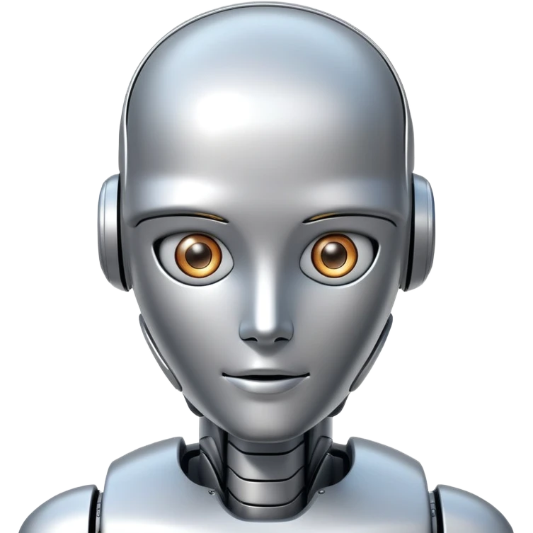 humanoid robot, kind face emoji