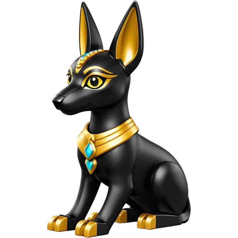  Short-eared Lego Black fur gold beautiful female anubis puppy statue posed  emoji