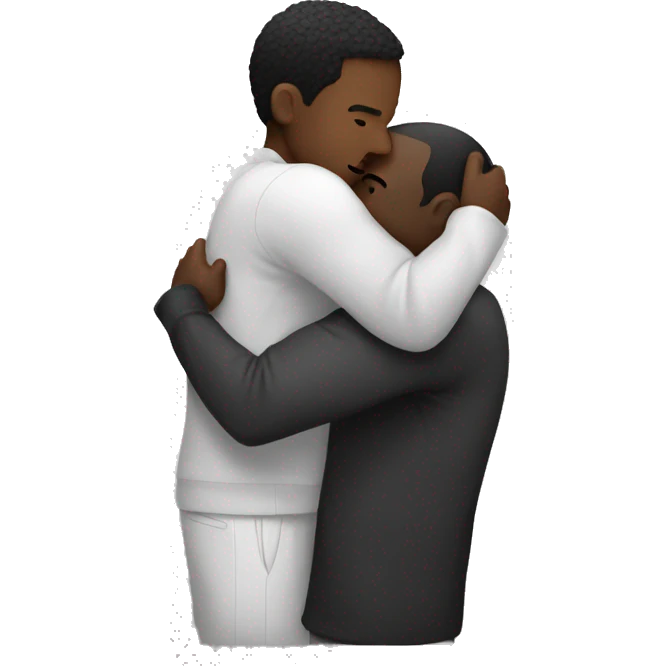 black and white men hug emoji