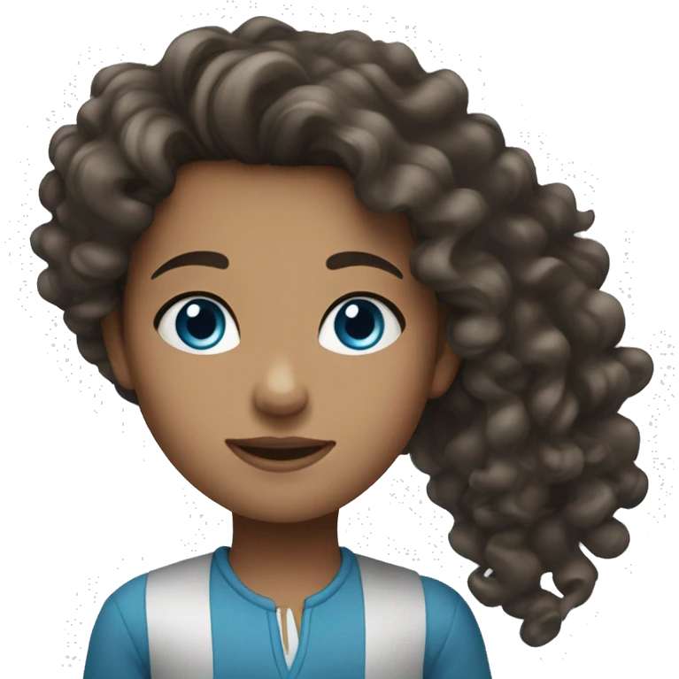 girl with long dark curly hair and blue eyes emoji