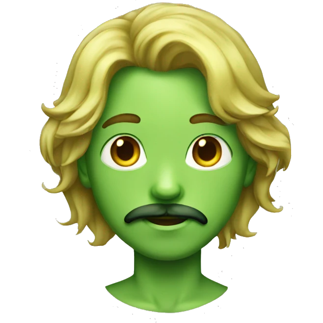 boy green skin with moustache and long hair emoji