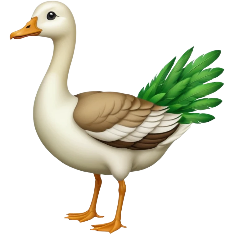 "Emoji of a running goose with a very long neck and two legs. 🪿 is the reference. The goose looks like a white goose dyed green, not a duck." emoji