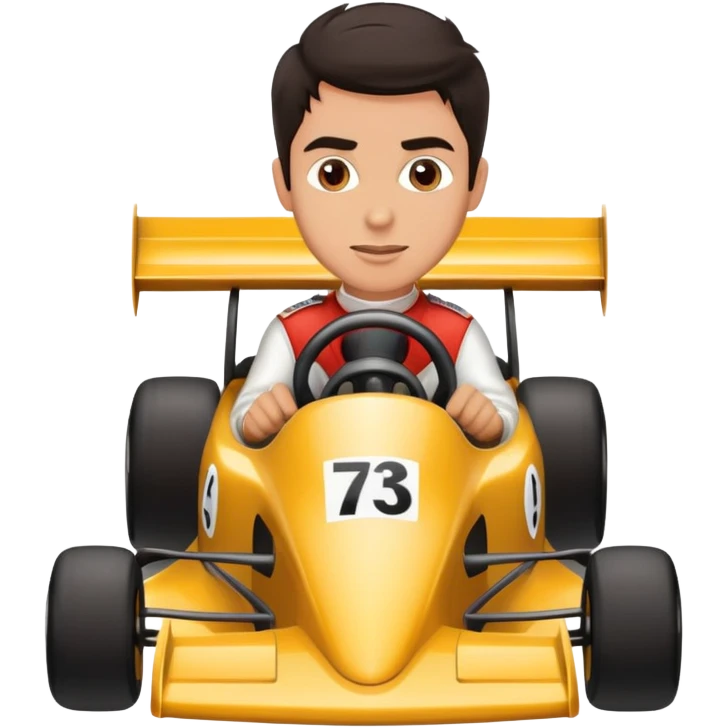 Hot guy dark hair driving race car  emoji