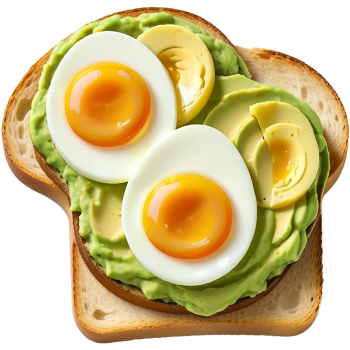 mashed avocado on sourdough toast with boiled egg emoji