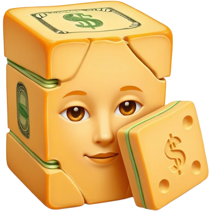 Cheddar imitating money and rubber bands emoji