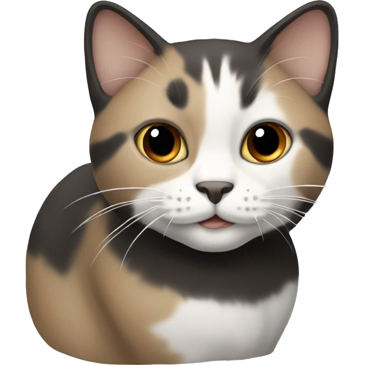 A CAT with the Color white black grey Brown and beige  emoji