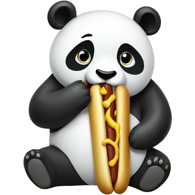 panda eating a bamboo hotdog with mustard emoji