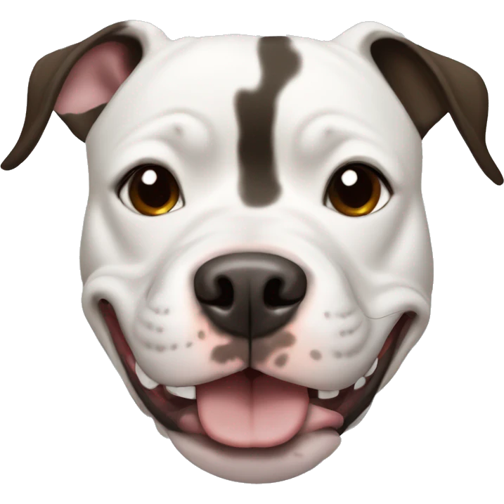 black and white Pit Bull with brown eyes smiling emoji