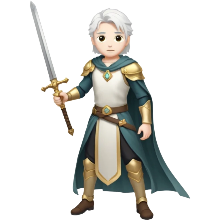 White and golden Aether (from Genshin Impact) with a sword (full body) emoji