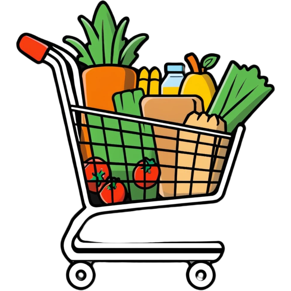 shopping cart with food and groceries emoji