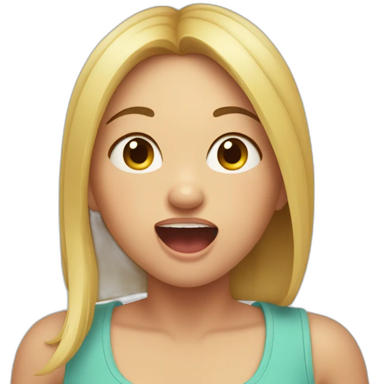 Girl opening mouth and stretching toung out emoji