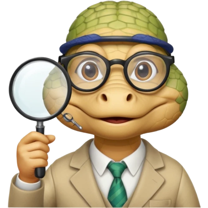 A professor gator with a magnifying glass on a light background emoji