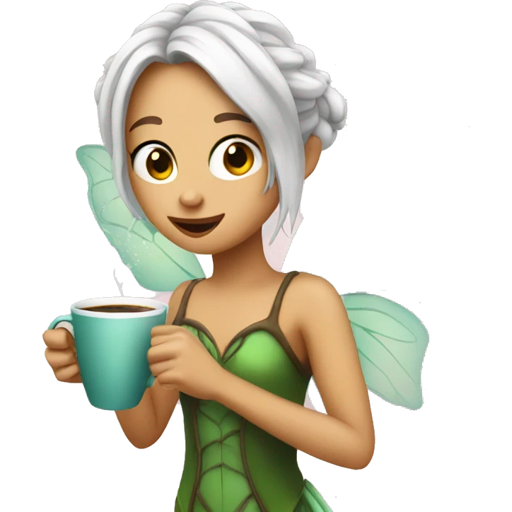 A fairy drinking coffee  emoji
