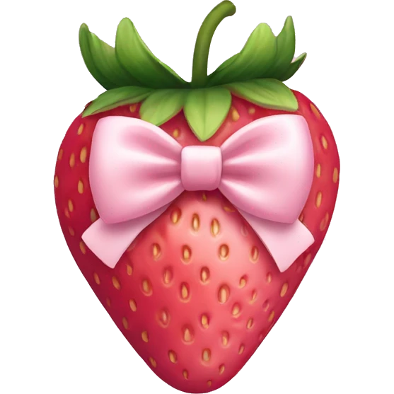  pink strawberry wrapped in pale pink bow emoji