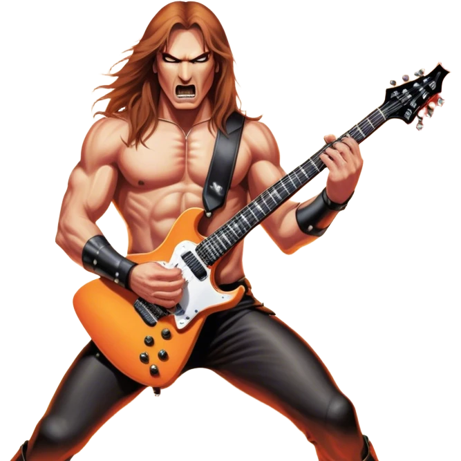 Icon for Metal Music: Manowar performing live, with powerful imagery of the band on stage, electric guitars, drums, and heavy metal energy. The background features a fiery stage and intense lights, reflecting the epic atmosphere of their concert. Transparent background. emoji