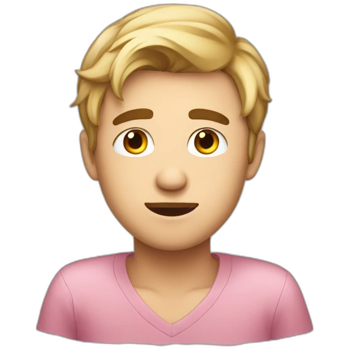 create a young guy face with blush with embarrassment emoji